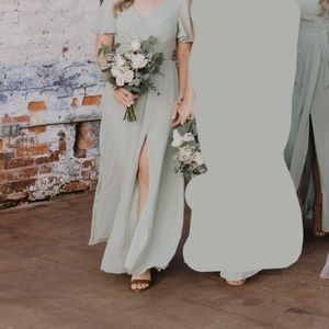 JJ's House Formal Bridesmaid Dress with slit, mint green (Celadon), size 4